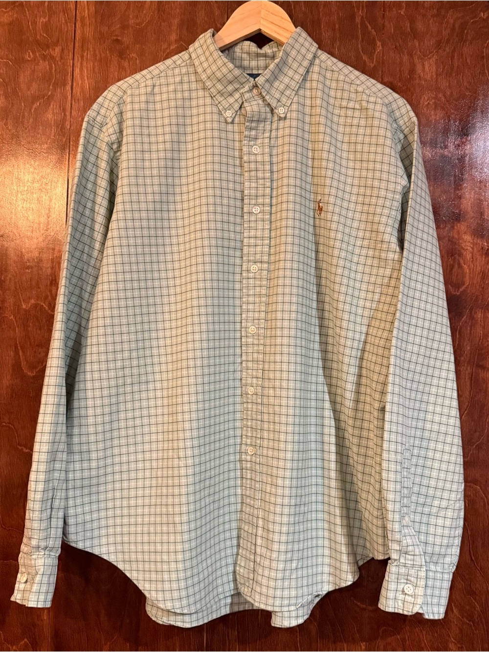 Ralph Lauren Menโs XL Green Plaid Classic Fit Button Down Pony Shirt Preppy